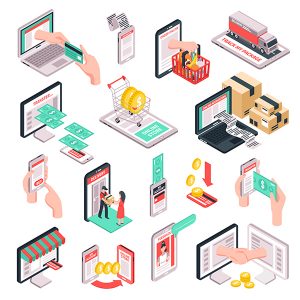 Isometric E-commerce Shopping Set