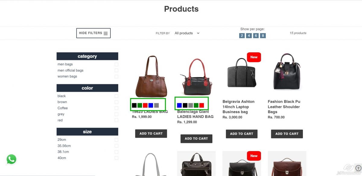 color swatch collection page