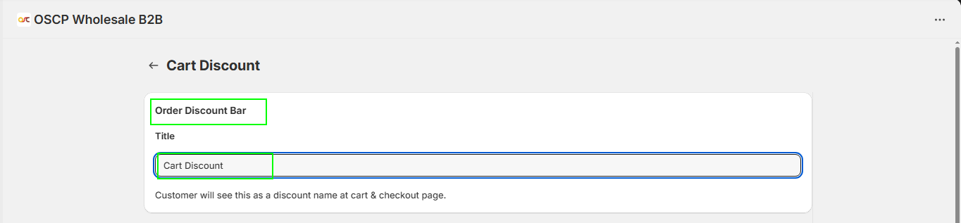 Cart Discount Title Cart Discount Title
