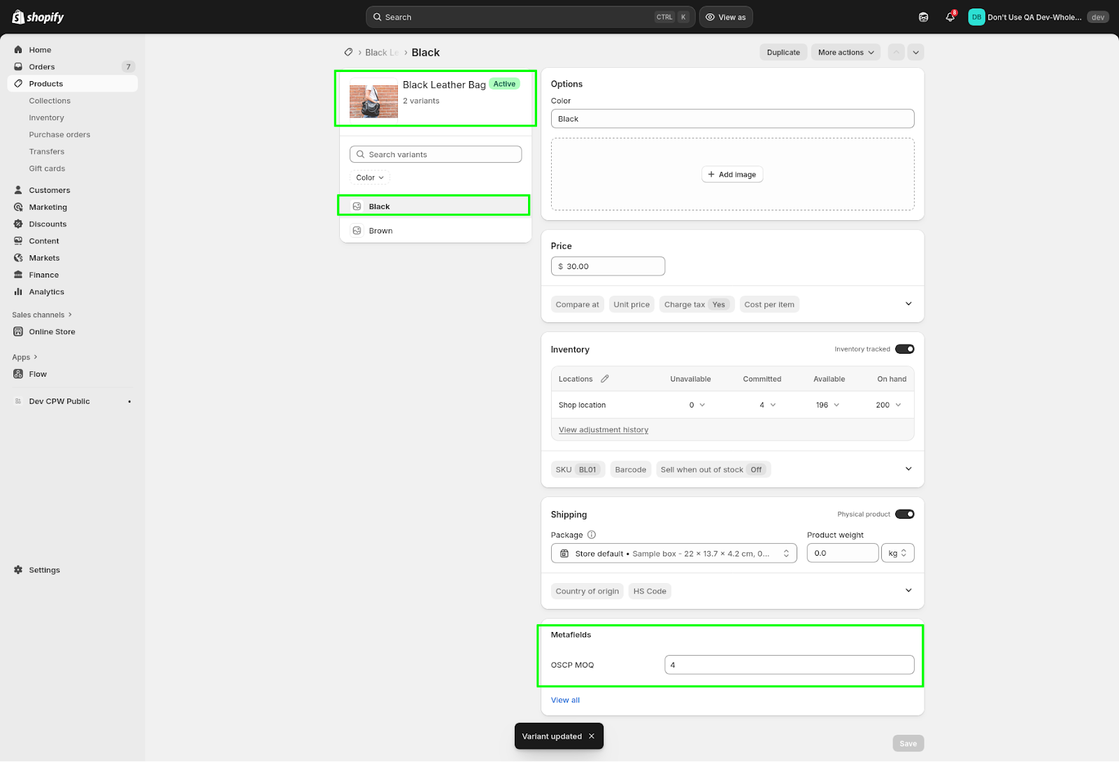 product editor variant tab product editor variant tab