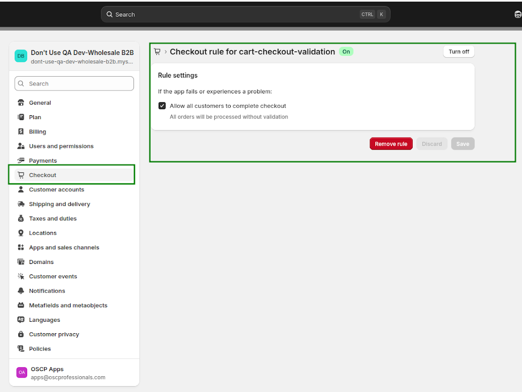 Checkout Rule for Cart Validation Checkout Rule for Cart Validation