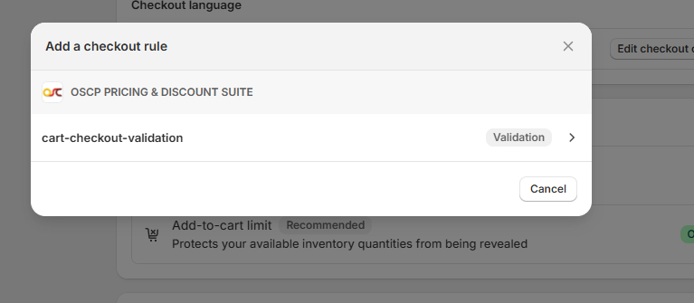 cart checkout validation