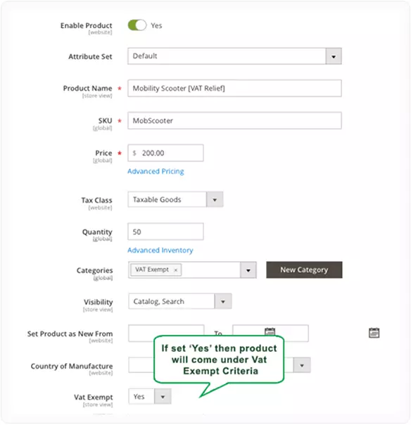 feature Vat Exempt feature