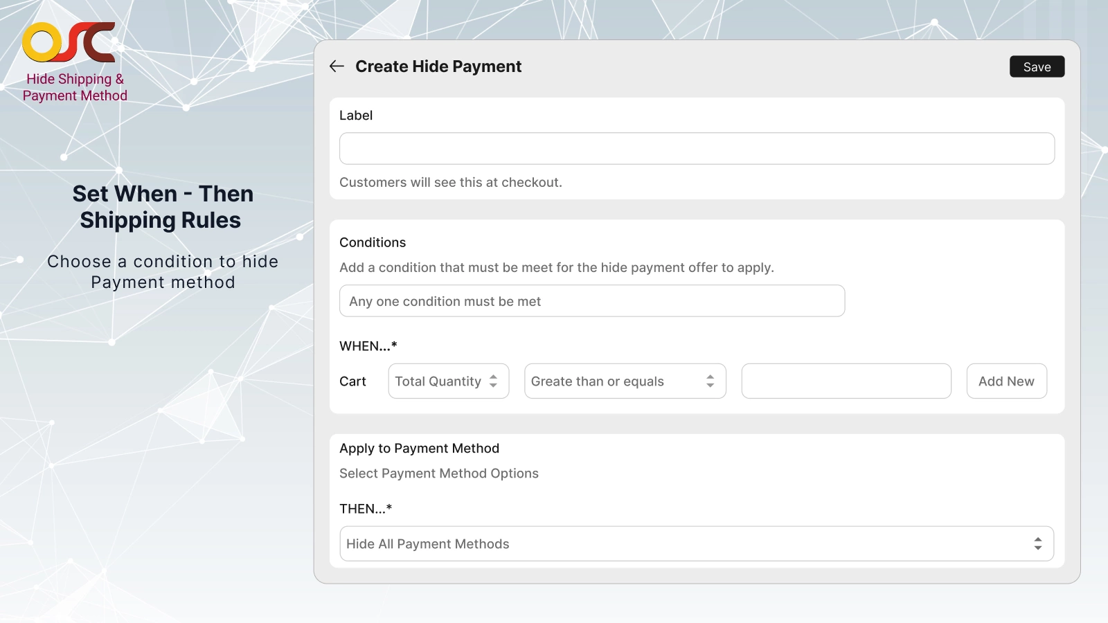 OSCP Hide Shipping Payment