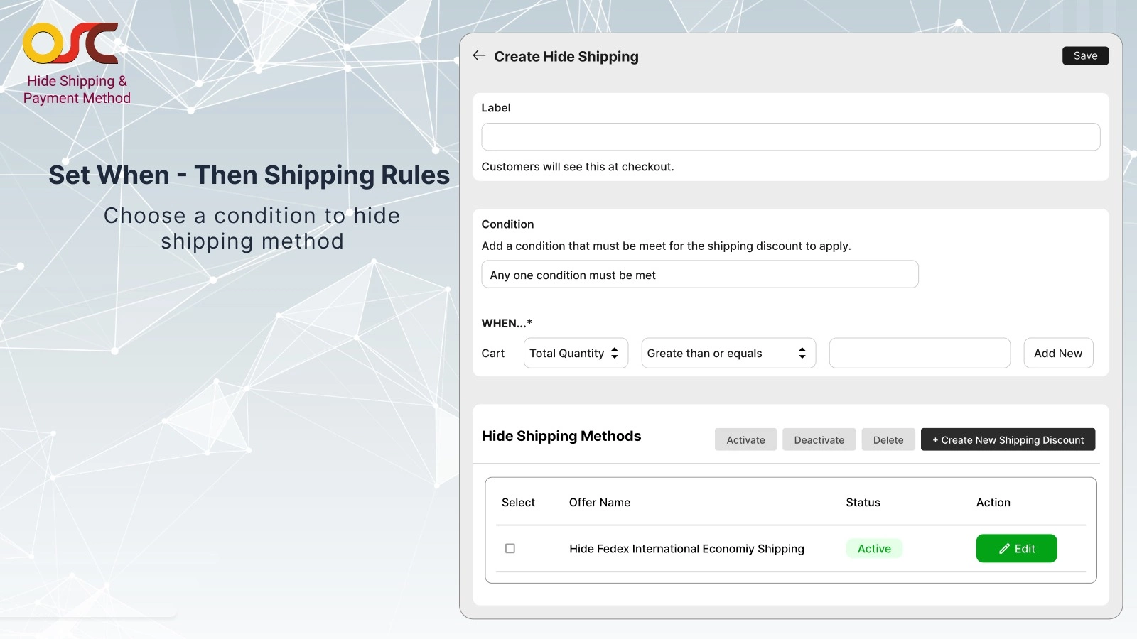 OSCP Hide Shipping Payment
