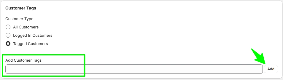 add customer tag add customer tag