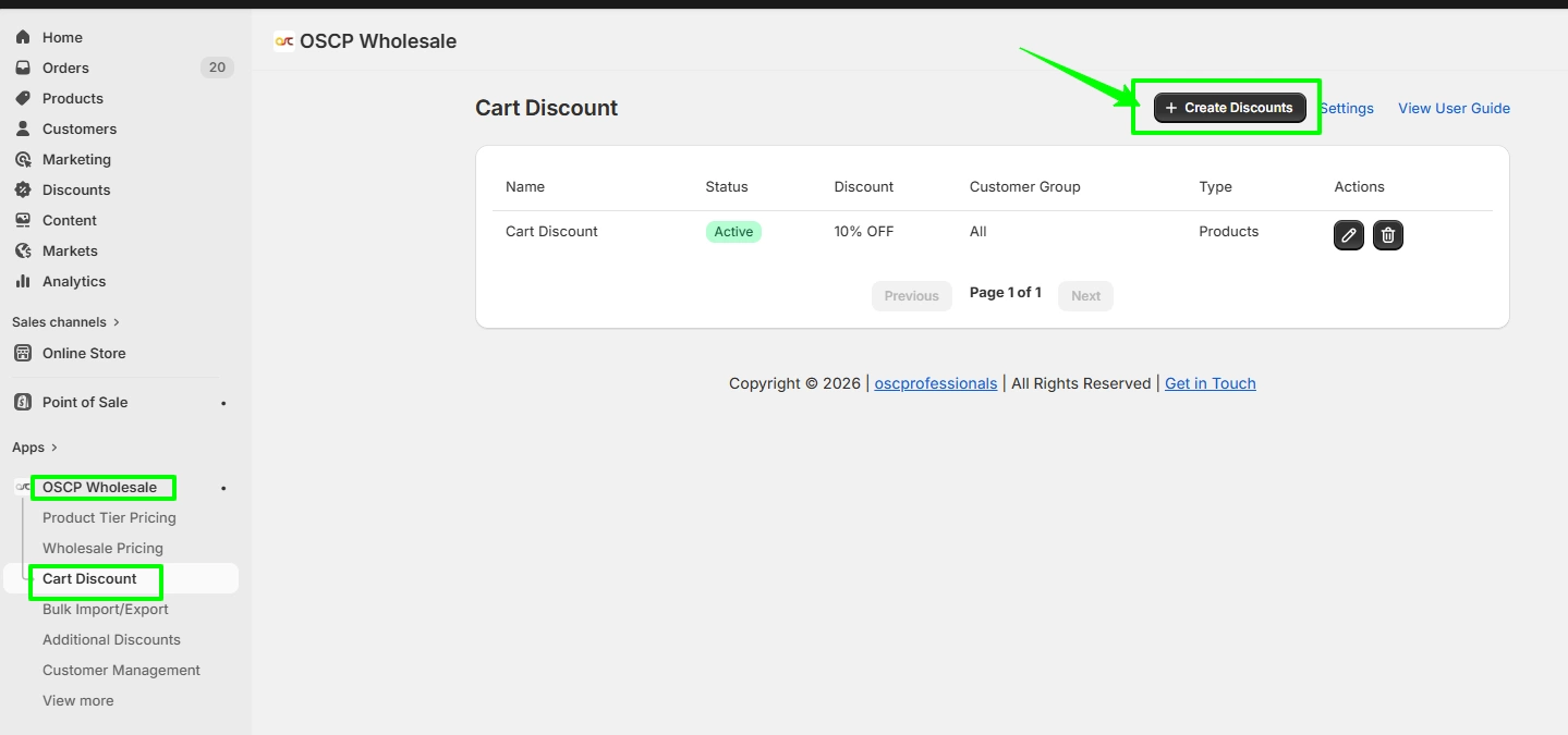 create discount 1 create discount