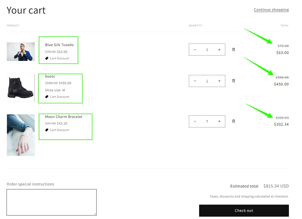 your cart page your cart page