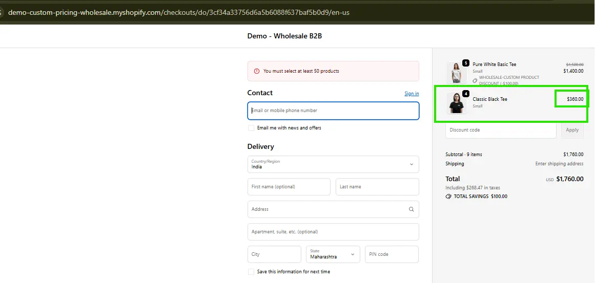 Customer click checkout Customer click checkout