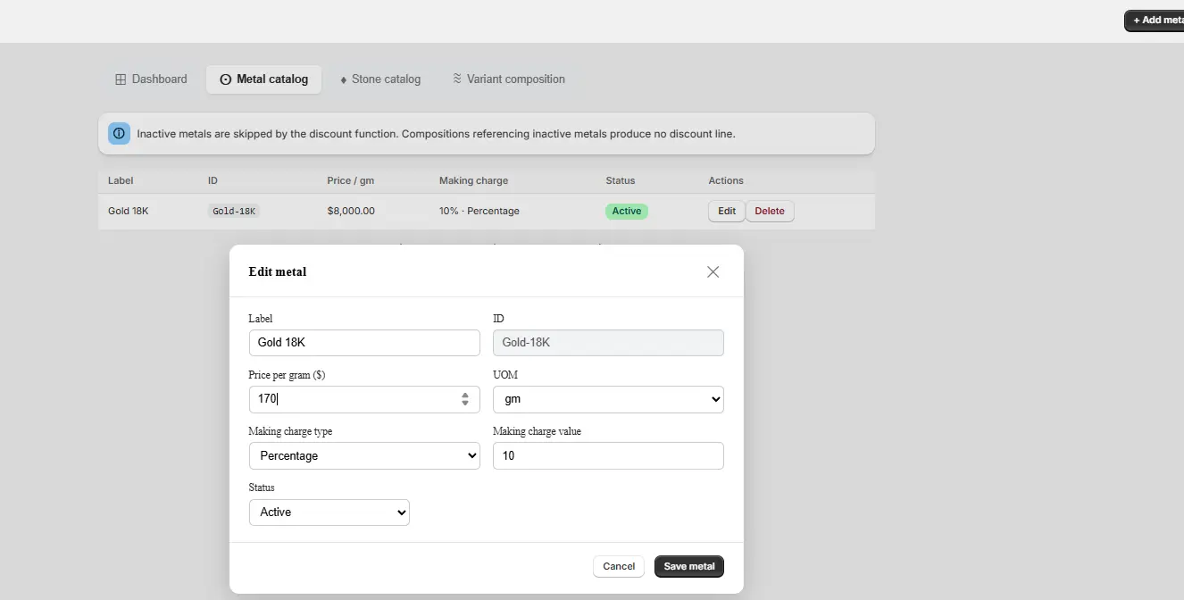 image7 Supported Making Charge Types